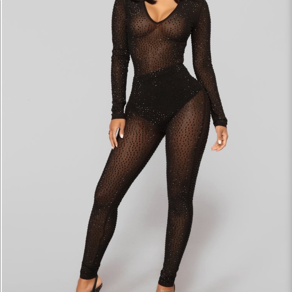 Fashion Nova Isabella rhinestone jumpsuit